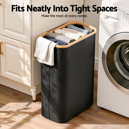 Artiss Laundry Basket with Removable Bag Foldable Black 6
