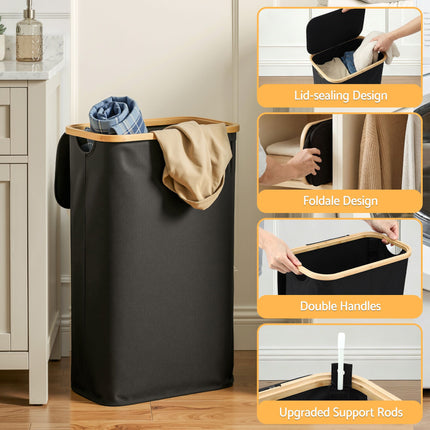 Artiss Laundry Basket with Removable Bag Foldable Black 7