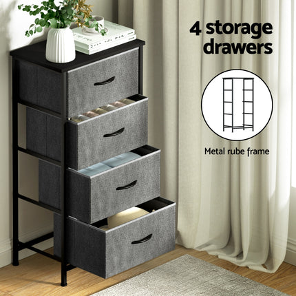 Artiss Chest of 4 Drawers Storage Dresser Tallboy Grey 4