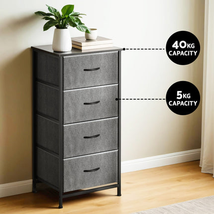 Artiss Chest of 4 Drawers Storage Dresser Tallboy Grey 6
