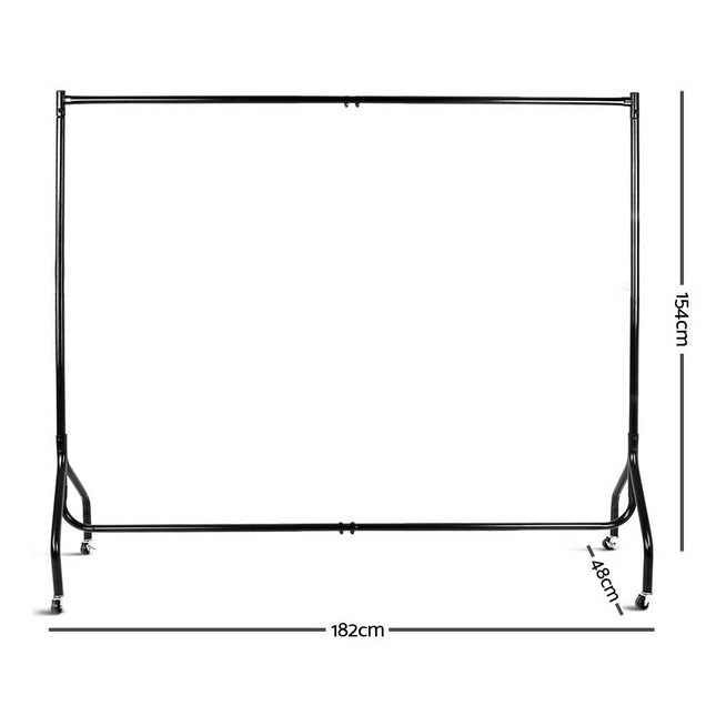 Artiss Clothes Rack Airer Coat Stand 6FT Rail Wheels 2