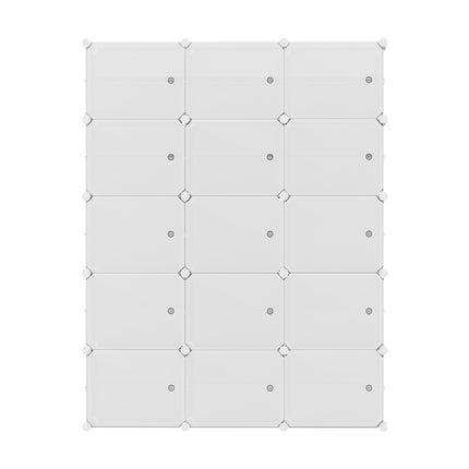 Artiss Shoe Rack Storage Cabinet DIY 15 Storage Cube Stackable White 3