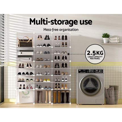 Artiss Shoe Rack Storage Cabinet DIY 15 Storage Cube Stackable White 4