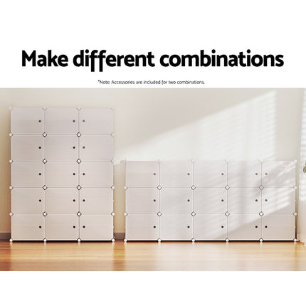 Artiss Shoe Rack Storage Cabinet DIY 15 Storage Cube Stackable White 6