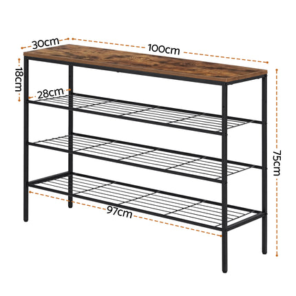 Artiss Shoe Rack 4 tier Storage Organiser Walnut 3