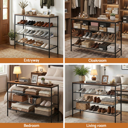 Artiss Shoe Rack 4 tier Storage Organiser Walnut 8