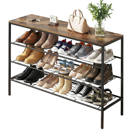 Artiss Shoe Rack 4 tier Storage Organiser Walnut 9