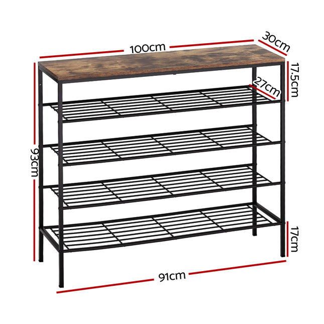 Artiss Shoe Rack 5-tier 25 Pairs Walnut Bob 2