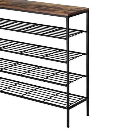 Artiss Shoe Rack 5-tier 25 Pairs Walnut Bob 3