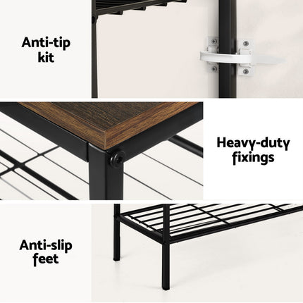 Artiss Shoe Rack 5-tier 25 Pairs Walnut Bob 6