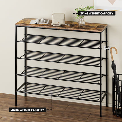 Artiss Shoe Rack 5-tier 25 Pairs Walnut Bob 7