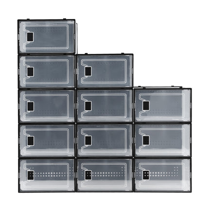 Artiss Shoe Storage Box DIY Set of 12 Stackable Black 4