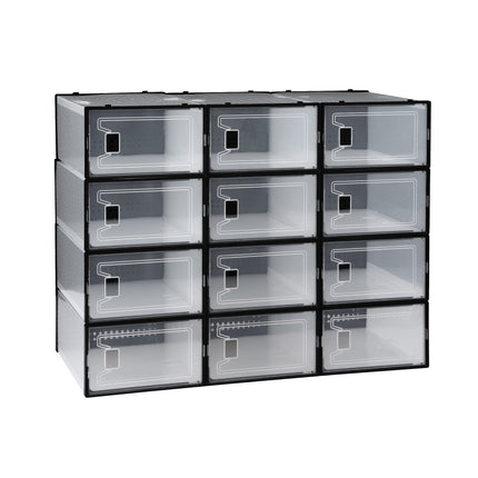 Artiss Shoe Storage Box DIY Set of 12 Stackable Black 10