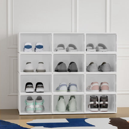 Artiss Shoe Box Rack DIY Set of 12 Stackable White Abel 5