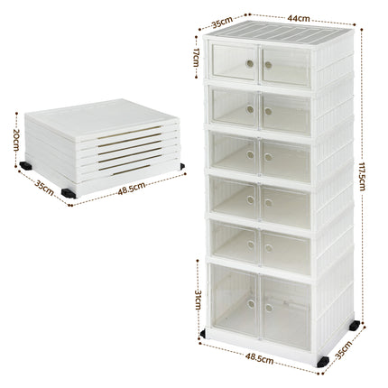 Artiss Foldable Shoe Storage Box 6 Tier 12 Pairs Entryway 3