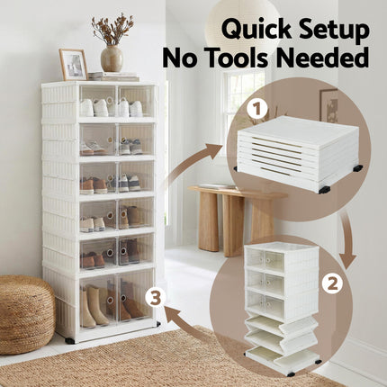 Artiss Foldable Shoe Storage Box 6 Tier 12 Pairs Entryway 6