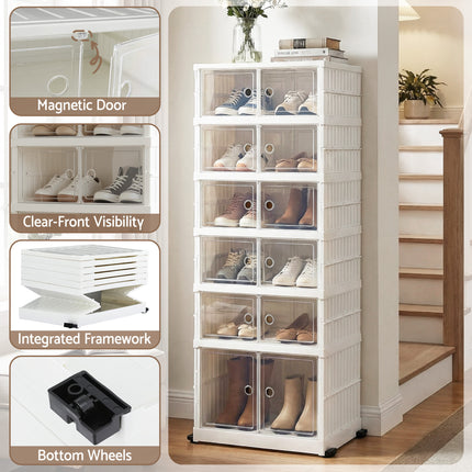 Artiss Foldable Shoe Storage Box 6 Tier 12 Pairs Entryway 7