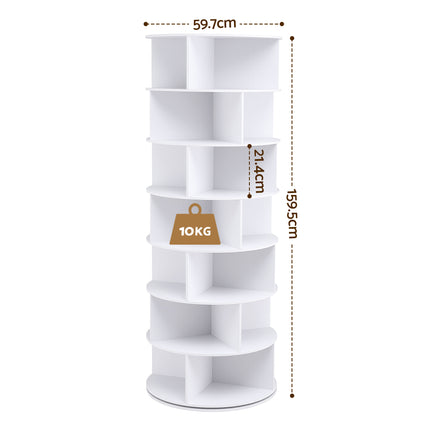 Artiss 7 Tier 360° Rotating Shoe Rack Storage Display Shelf White 3