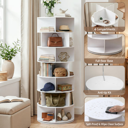 Artiss 7 Tier 360° Rotating Shoe Rack Storage Display Shelf White 7