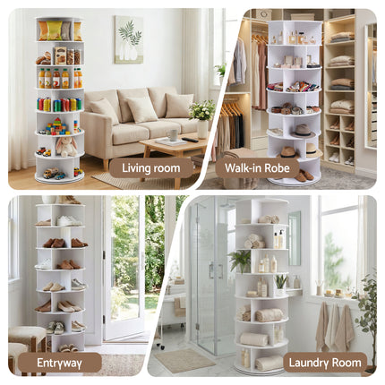 Artiss 7 Tier 360° Rotating Shoe Rack Storage Display Shelf White 8