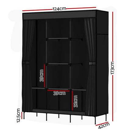 Artiss Large Portable Clothes Closet Wardrobe with Shelf Black 3