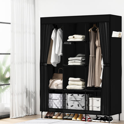 Artiss Large Portable Clothes Closet Wardrobe with Shelf Black 8