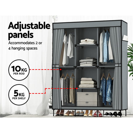 Artiss Large Portable Clothes Closet Wardrobe with Shelf Grey 5