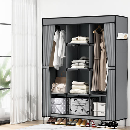 Artiss Large Portable Clothes Closet Wardrobe with Shelf Grey 8