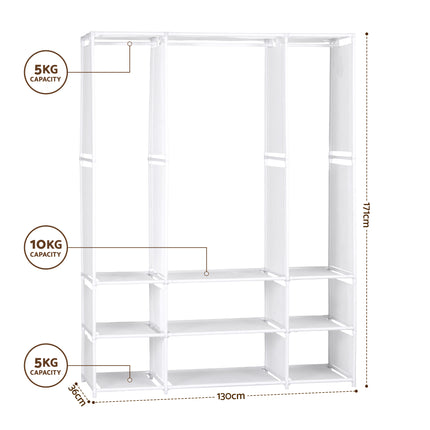 Artiss Large Portable Clothes Closet Wardrobe with Open Shelf White 3