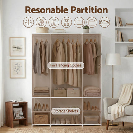 Artiss Large Portable Clothes Closet Wardrobe with Open Shelf White 5