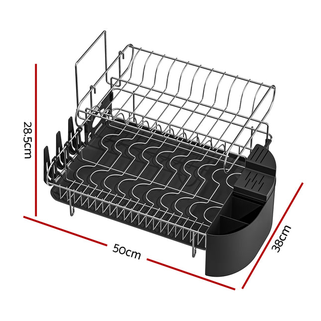 Cefito Dish Rack Drying Drainer Cup Holder Cutlery Tray Kitchen Organiser 2-Tier 2