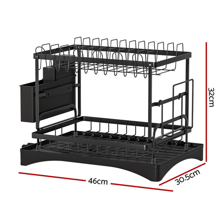 Cefito Dish Rack Expandable Drying Drainer Cutlery Holder Tray Kitchen 2 Tiers 2