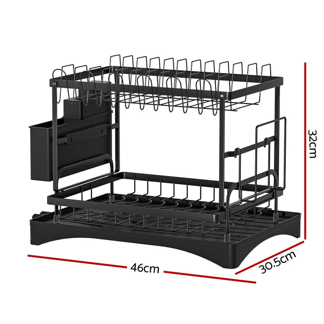 Cefito Dish Rack Expandable Drying Drainer Cutlery Holder Tray Kitchen 2 Tiers 2