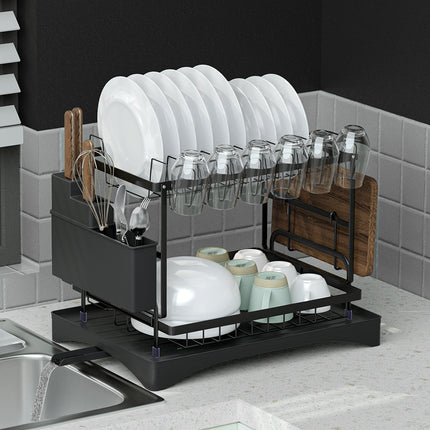 Cefito Dish Rack Expandable Drying Drainer Cutlery Holder Tray Kitchen 2 Tiers 7