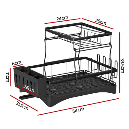 Cefito Dish Rack Expandable Drying Drainer Cutlery Holder Tray Kitchen 2 Tiers 2