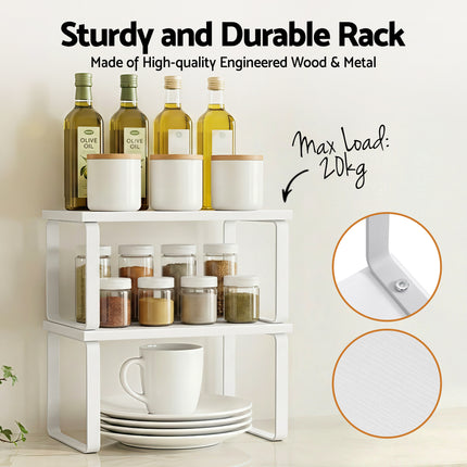 Cefito Kitchen Storage Shelves Rack Cupboard Cabinet Organiser Set of 2 4