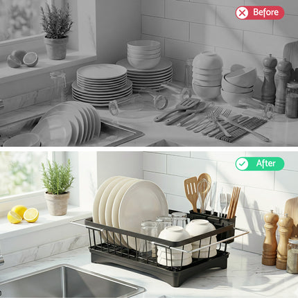 Cefito Dish Drying Rack for Kitchen Storage Organisation Kitchen Sink Organiser Dish Drainer 9
