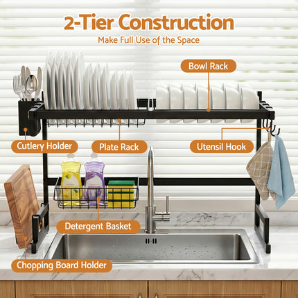 Cefito Dish Drying Rack for Kitchen Storage Organisation Kitchen Sink Organiser Dish Drainer 4