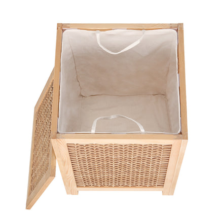 Artiss Laundry Hamper Bathroom Storage Cabinet Wooden Organiser Bag Clothes 3