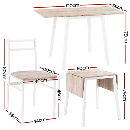 Artiss Dining Table and Chairs Set 5pcs Foldable Kitchen Furniture Natural White 2