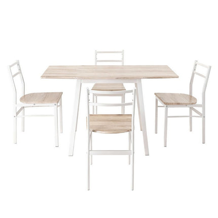 Artiss Dining Table and Chairs Set 5pcs Foldable Kitchen Furniture Natural White 3