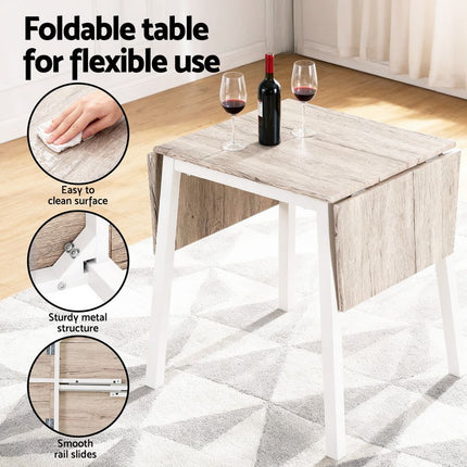 Artiss Dining Table and Chairs Set 5pcs Foldable Kitchen Furniture Natural White 6