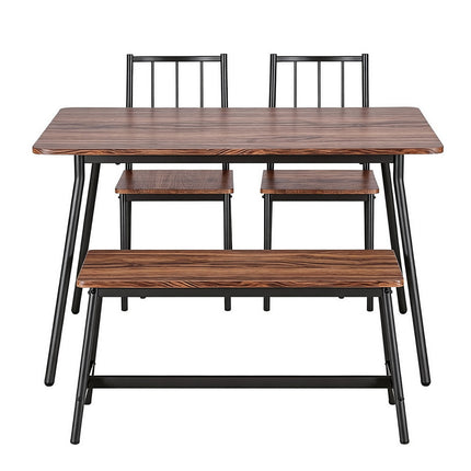 Artiss Dining Table and Chairs Set of 4 Bench Kitchen Furniture Rustic Brown 3