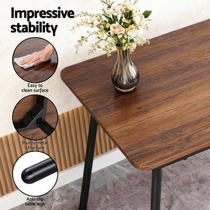 Artiss Dining Table and Chairs Set of 4 Bench Kitchen Furniture Rustic Brown 6