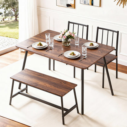 Artiss Dining Table and Chairs Set of 4 Bench Kitchen Furniture Rustic Brown 7