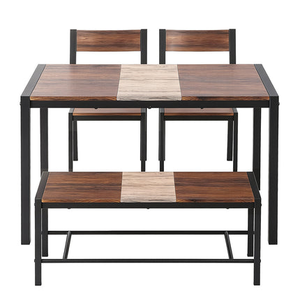 Artiss Dining Table and Chairs Set of 4 Bench Kitchen Furniture Rustic Brown 3