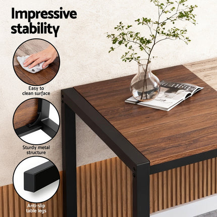 Artiss Dining Table and Chairs Set of 4 Bench Kitchen Furniture Rustic Brown 6