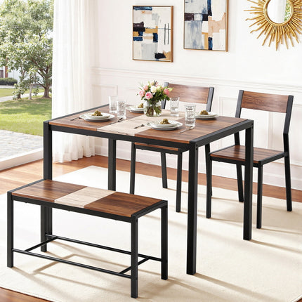Artiss Dining Table and Chairs Set of 4 Bench Kitchen Furniture Rustic Brown 7
