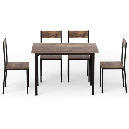 Artiss Dining Table and Chairs Set of 5 Compact Kitchen Furniture Rustic Brown 3