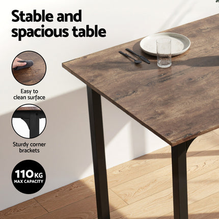 Artiss Dining Table and Chairs Set of 5 Compact Kitchen Furniture Rustic Brown 5